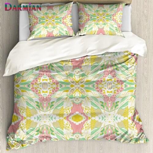 DARMIAN Fashion Bohemian Style Mandala Print Duvet Cover with Pillowcase Bedding Set Multi Size Bed Linen 3Pcs Set Customizeable
