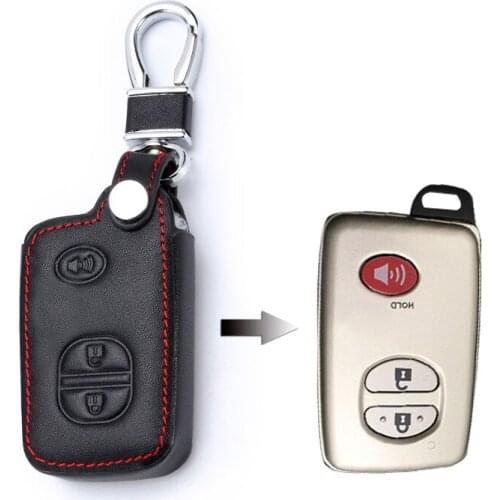 Leather Key Case For Car 3 Buttons For Toyota Land Cruiser 5700 Prius Camry Highlander Crown Prado Smart Key cover