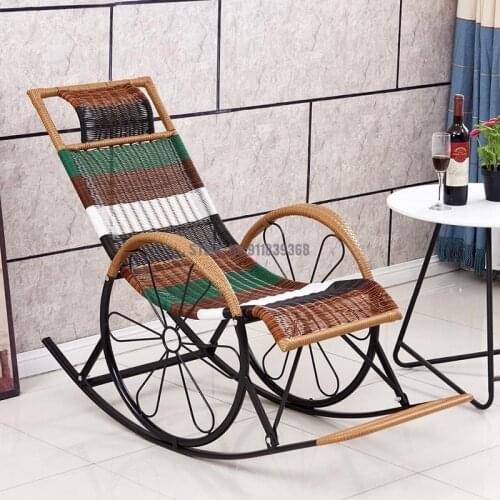 Rocking Chair Wicker Chair Adult Nap Lounge Chair Living Room Balcony Lazy Chair Small Rocking Chair Elderly Leisure Rocking Roc