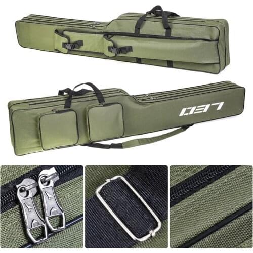Leo Fishing Bags 130Cm Foldable Multi-Purpose Fishing Bags Fishing Rod Bags Zipped Case Fishing Tackle Bags Pouch Holder