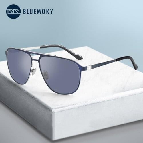 BLUEMOKY Brand Pilot Sunglasses Men Metal Frame HD Polarized Shades Goggles Women Oversized Driving UV400 Anti-Glare Sun Glasses