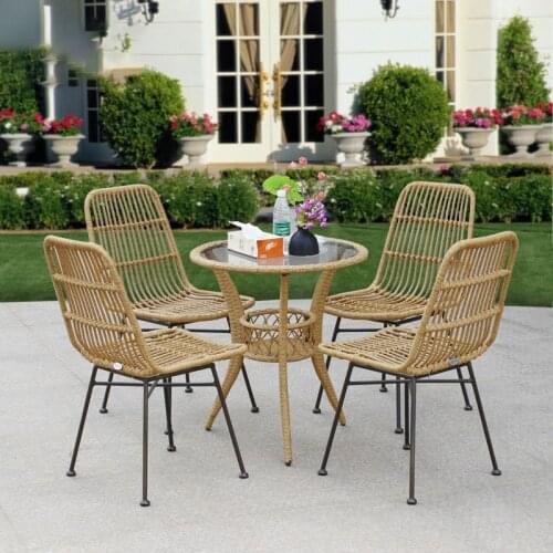 Nordic PE Rattan Garden Furniture Sets Minimalist Modern Leisure 4 Piece Chair Coffee Table Outdoor Furniture Creative Homestay