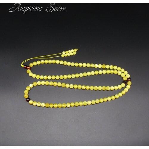 Natural Baltic Amber Yellow and White 108 Prayer Beads Rosary / AFJ-01