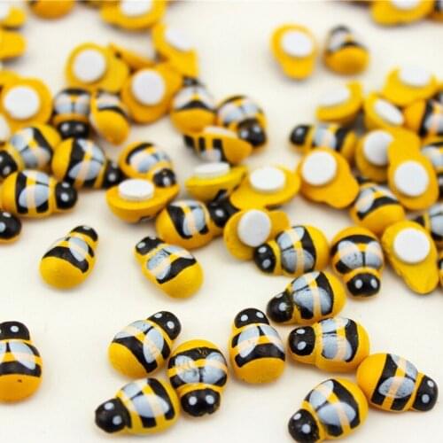 NHBR 100Pcs Home Decor Mini Bee Wooden Sponge Self-Adhesive Wall Stickers