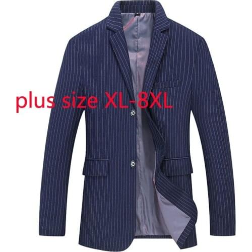 New Arrival Fashion Super Large Spring And Autumn Men Striped Suit Casual Coat Single Breasted Blazers Plus Size XL-6XL 7XL 8XL