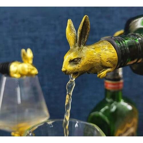 New Style Creative Unique Rabbit Head Wine Mouth Zinc Alloy Pour Spouts Bottle Stopper Zinc Bar Tool Cute Decorations Gift