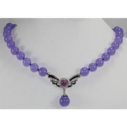 Wholesales -Jewelry purple jades bead & fancy design pendant necklace free shipping