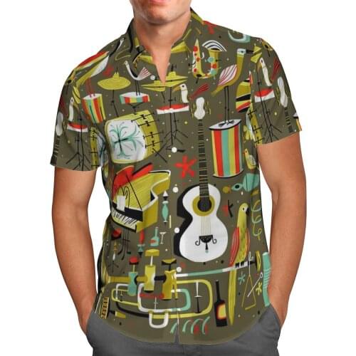 Rock Music 3D Beach Hawaiian 2021 Summer Shirt Short Sleeve Shirt Streetwear Oversized Breathable Camisa Social Chemise Homme-19