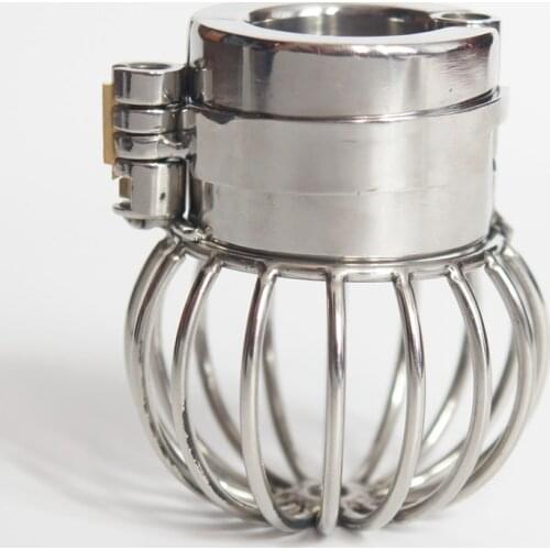 Stealth Lock Design Scrotum Pendant Stainless Steel Testicles Chastity Cage Ball Stretchers Cock Ring Male Chastity Sex Toys