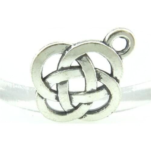 15pcs Antique Silver 19*15mm Chinese Knot Charms Pendant For Jewelry Making Bracelet Vintage Accessories