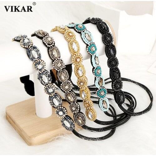 New Girls Clear Crystal Headbands For Women Solid Hair Bands Turban Autumn Headwear Headband Female Hair Accessories Wholesale