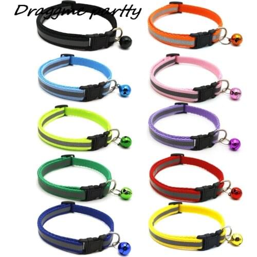 Simple Cat Bell Collar Adjustable Black Buckle Fashion Reflective Pet Dog Collar Pet Accessories Supplies