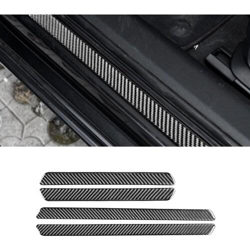 Door Sill Protector Threshold Bar Decoration Cover Trim Sticker Decal for Audi A6 LA7 2019 Car Accessories Carbon Fiber