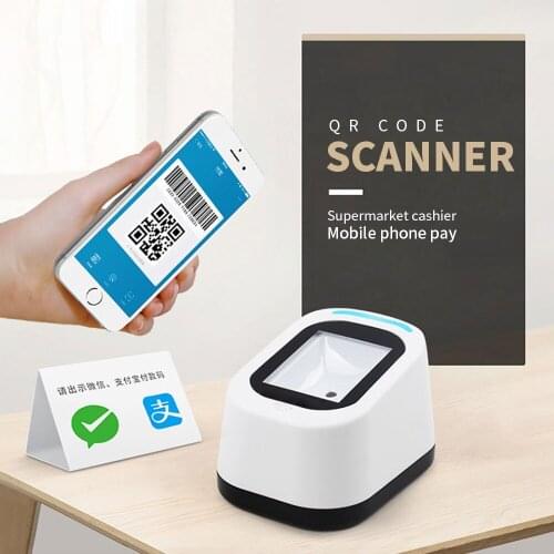 Wired Barcode Scanner USB Versatile Scanning Hands-free Scan QR Code 1D&2D Code Reader for Supermarkets/Stores (White)