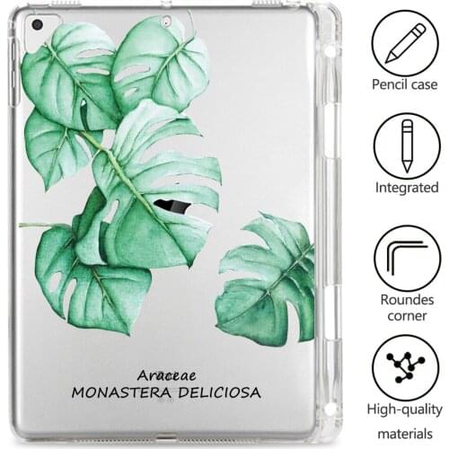 Leaves Transparen iPad Case For iPad Air4 Cover Auto Wake UP Silicone Case For iPad 7th 8th Generation Case Mini 1 2 3 4 5 Funda