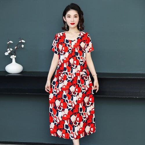 Plus Size Summer Women Dress Loose Casual O-Neck Beach Skirts New Short Sleeve Long Stripe Dresses Vestidos
