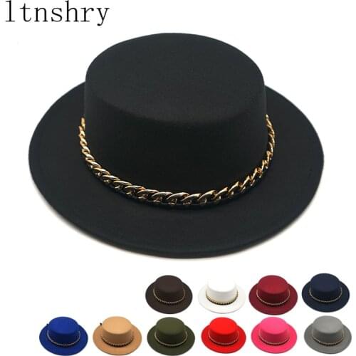 2021 Winter Autumn Imitation Woolen Women Men Ladies Fedoras Top Hat Jazz Caps European American Round Caps Flat top Hats