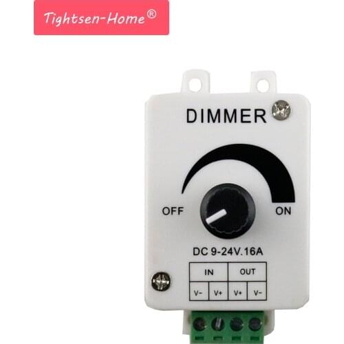 16A LED Dimmer controller Switch dimmer controller DC 9V~24V Rotation Brightness adjustabe Controller for Single Color LED Strip