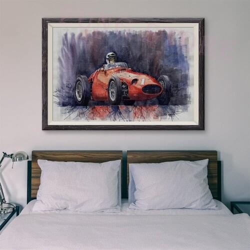 T013 Retro Racing Car Classic Painting Red car 86 Custom Silk Poster Home Deco Wall Art Christmas Gift