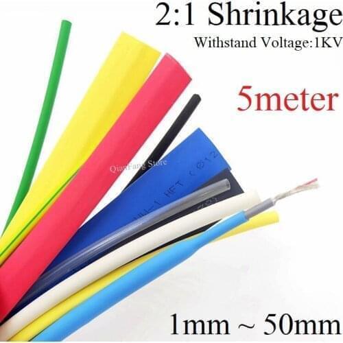5M Heat Shrink Tube 40mm Diameter Insulated Polyolefin 2:1 Shrinkage Ratio Wire Wrap Connector Line Repair 1KV Cable Sleeve