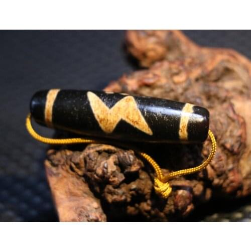 Treasure Power Tibetan Old Agate 5 eye Lightening Totem dZi Bead Amulet Timestown UPD1210A