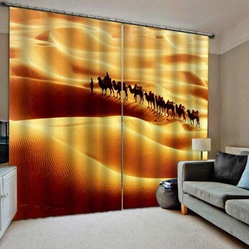 Golden curtains desert scenery curtains 3D Curtain Luxury Blackout Window Curtain Living Room Blackout curtain