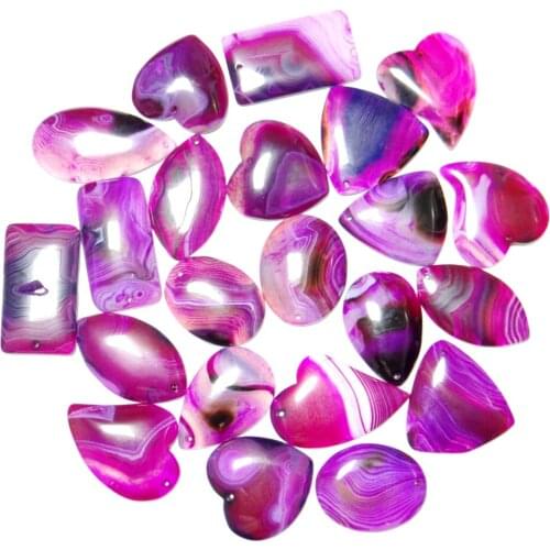 10Pcs Natural Stone Quartz crystal Brazil stripe Agates Water drops Ellipse rectangle Pendant for diy Jewelry Making Necklace