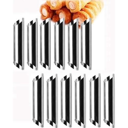 12Pcs Tubes Stainless Steel Pancake Tube Cream Horn Mould, Screw Croissant Mold Solenoid Anode Spiral Cake Horn