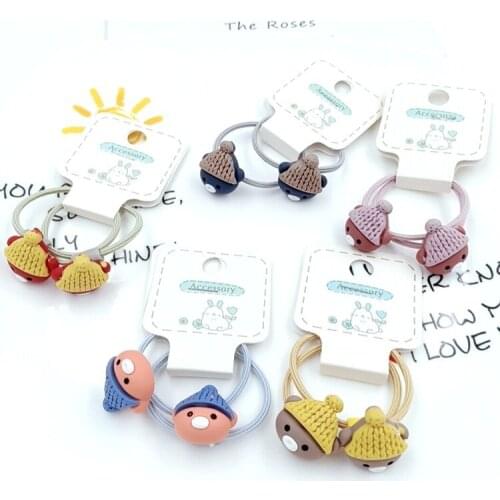 120set/lot 2pcs/set DIY Simple Multi Cartoon Animals Rubber Bands Hats Mushroom Hair Bands Styling Tools Accessories HA1450