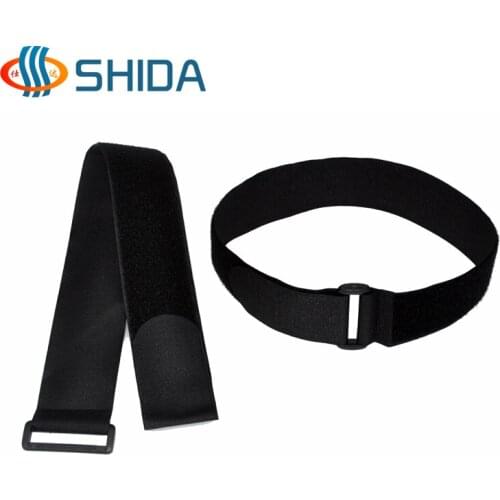 20PCS 3*20-50cm Black Reuseable Cerclage Band Hook&Loop Magic Tape,Fastener Computer Cable Ties Nylon straps With Plastic Buckle