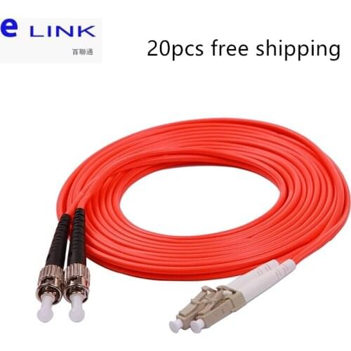 20pcs LC UPC TO ST UPC fiber patch cord duplex multimode 50/125um 2.0mm orange cable optical fibre jumper free shipping ELINK