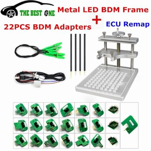 2021 Factory Price LED BDM Frame Stainless steel 2IN1 + BDM Probe 22PCS Adapter ECU Chip Tuning Remap For KTAG KESS FGTECH