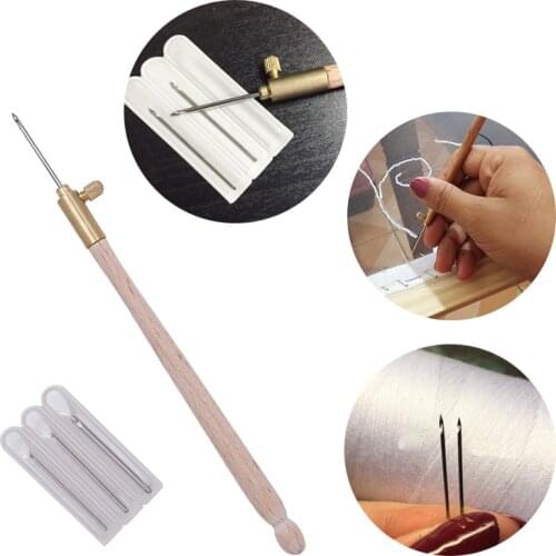 1Pcs 3 In 1 Embroidery Tambour Crochet Hook with 3 Needles French Crochet Embroidery Beading Hoop Sewing Craft Crochet