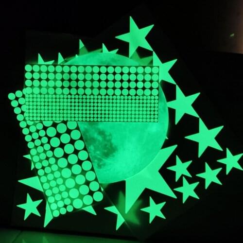 435 pcs/set Luminous 3D Star Moon Dot Wall Stickers Kids Room Bedroom Ceiling Home Decor Fluorescent Glow in the Dark DIY Decals
