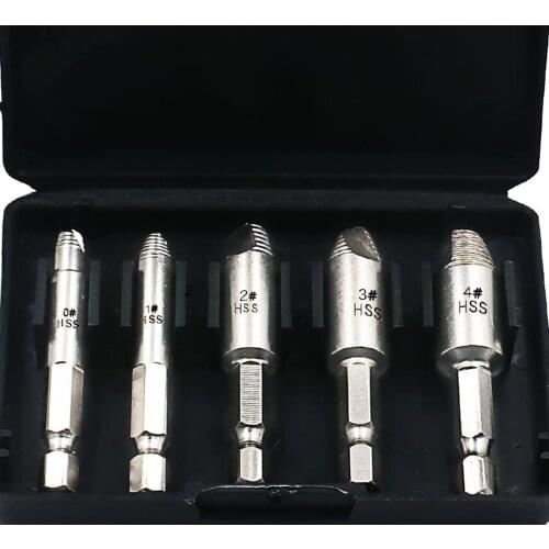 5Pcs Damaged Screw Remover 1/4"Hex Shank Hss Broken Breakage Head Stripped Screw Bolt Remover Extractor