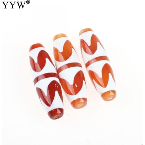 5pc/Bag 38x12x12mm Natural Column Cylinder Deep Orange Natural Tibetan Agat Beads For DIY Making Jewelry Accessory Wholesale