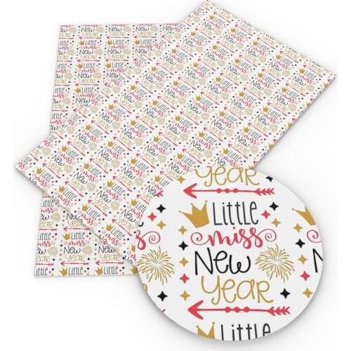 David accessories 20*33cm Happy New Year Festival Faux Synthetic Leather,DIY Holiday Decorative HairBows Bags Shoes,1Yc4839