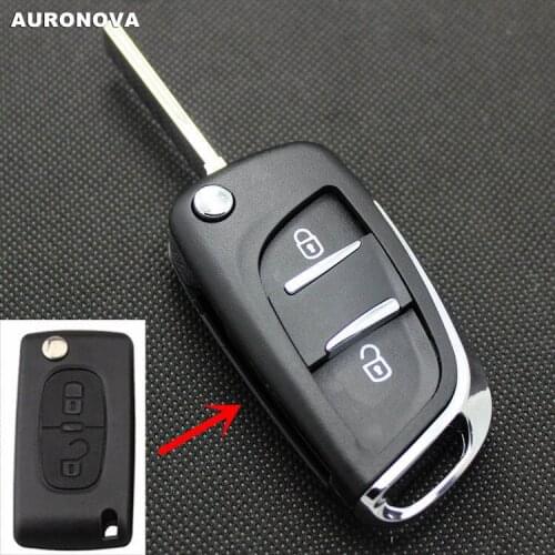 AURONOVA New Upgrade Key Shell for Citroen C4 C5 C-Triomphe C-Quatre 2 Buttons Remote Car Key Case Side Groove Blade HU83