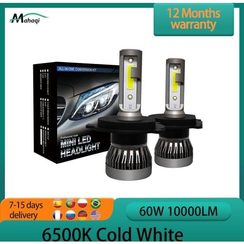 2pcs 60w 10000lm Car Haedlight Bulbs Mini1 H1 H4 H7 H8 H9 H10 H11 Led 9005 9006 9012 6500k Auto Waterproof Fog Light Led Bulb