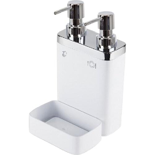 White 2-Piece Viva Liquid Soap Dispenser with Sponge Holder