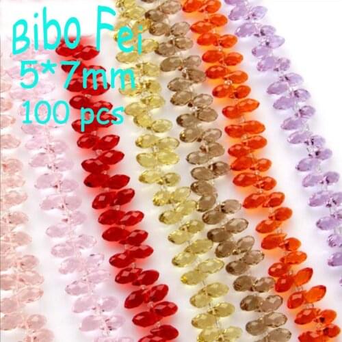 Free shipping 90 color 5*7mm 100PCS Glass Czech Teardrop crystal beads,Waterdrop Crystal beads, bracelet necklace Jewelry Making