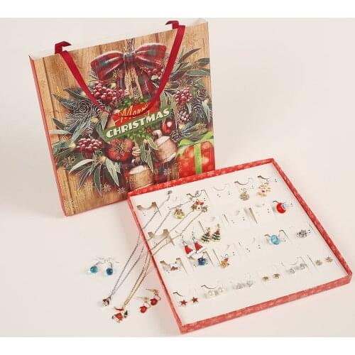 Christmas New year Calendar Charm Bracelet Set DIY Jewelry Advent For Christmas Decorations 2021 Kids Gift Santa Claus Elk Box