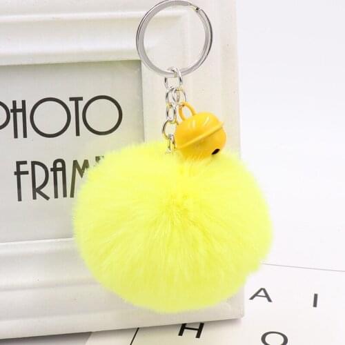 New Fashion Imitation Rabbit Hair Bell Ball Keyring Cute Fluffy Fur Ball Pompom Key Chain Women Bag Car Lovely Pendant Gifts