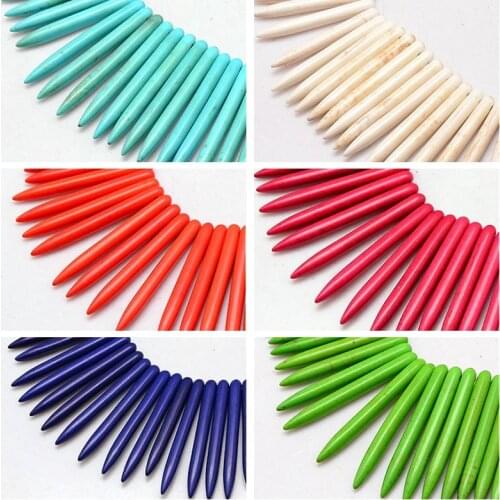 PANDAHALL 20pcs Natural Howlite Beads For Fashion Jewelry Findings Making DIY Bracelet Necklace Dyed 6 Colors 20~50x5mm Hole 1mm