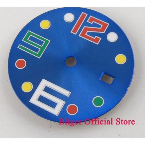 28.5mm blue/white/black dial colorful marks Watch Dial fit DG2813 MIYOTA 8215 Movement