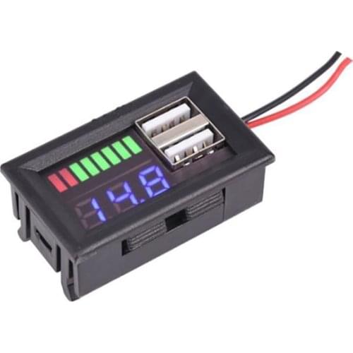 Red LED Digital Car/Auto Voltmeter Motorcycle Battery Monitor Dual USB Car Charger Voltage Meter 5V 2.1A for Android, IOS