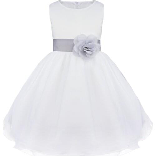 Kids Girls Dresses Back Zipper Flower Sleeveless Girls Dress Formal Wedding Pageant Party Dress Toddler Baby Bowknot Casual Wear