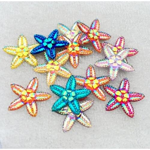 DIY 10pcs 29mm AB Resin Flatback Flower stones and crystals star Scrapbook Wedding Buttons for clothing -Z43A
