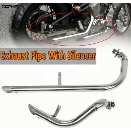 For Yamaha Virago/V star XV 250 XV 125 Motorcycle Exhaust Pipe Retro Slash Cut Pipe With Muffler Exhaust System+Silencers Chrome