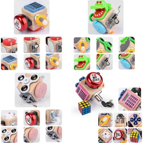 Montessori Busy Board Educational Toys For Boys Children Hands-on Ability Training Lock Box Wooden Busy Cube Montessori Material